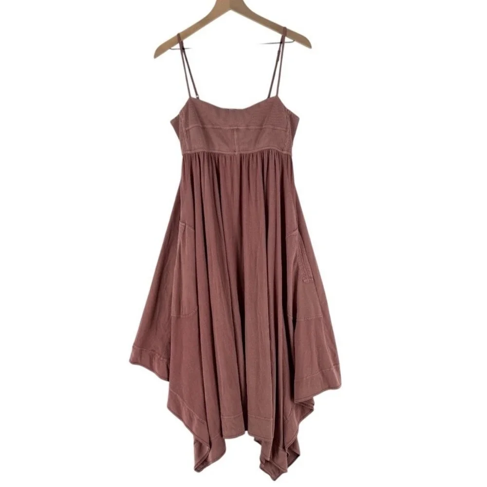 Anthropologie Daily Practice Asymmetrical A-Line Midi Dress Handkerchief Mauve L - Picture 3 of 12